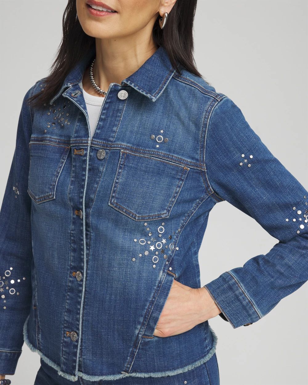 高評価のクリスマスプレゼント Americana Fireworks Denim Jacket | Chico's ジャケット・アウター